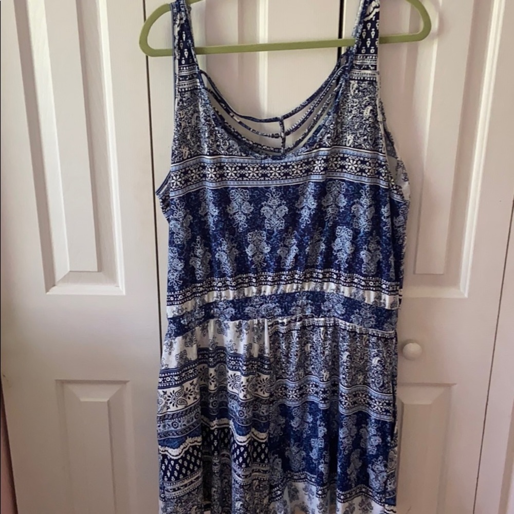Blue Plus Size Pattern Romper - image 6